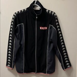Kappa Black & Dark Gray Track Jacket with White Piping